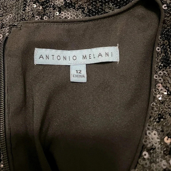 Antonio Melani Women’s Black Sequin Peplum Top Size 12 - Picture 3 of 5